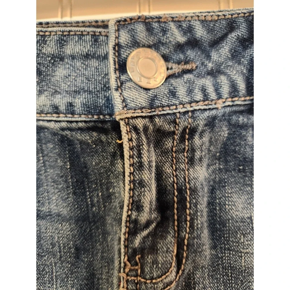 Women's Blue Distress Denim Micro Mini Skirt Size 11 Casual Y2K Grunge W34